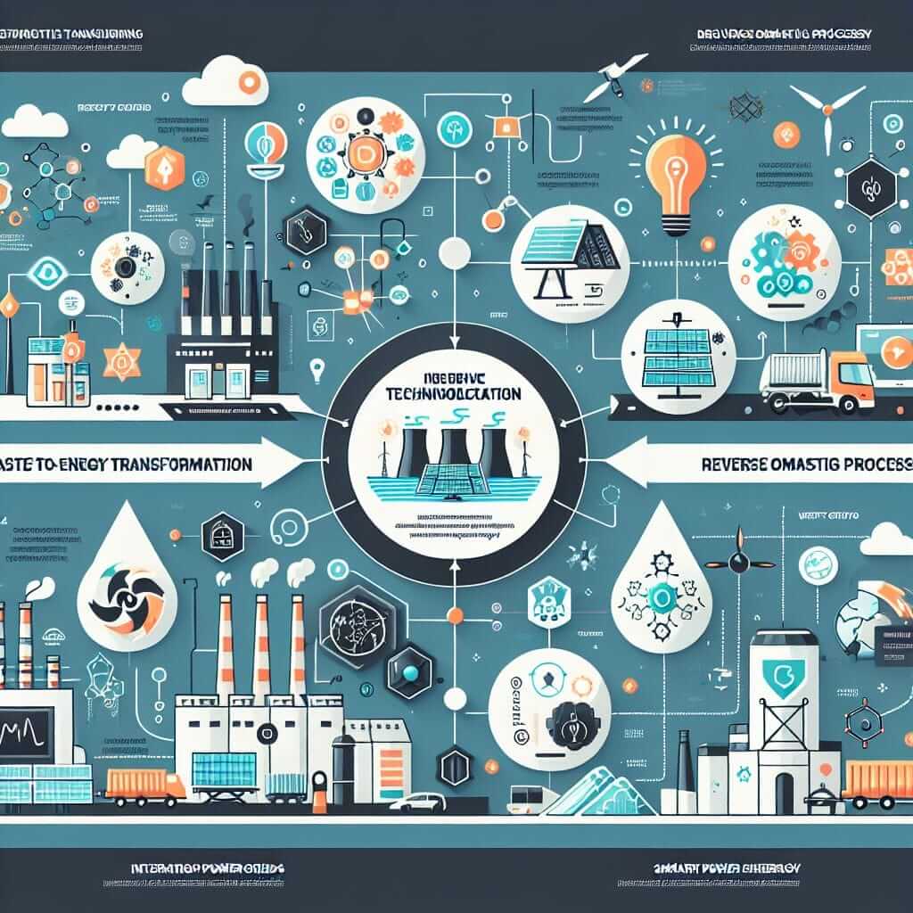 A graphical representation of various technological solutions addressing environmental issues